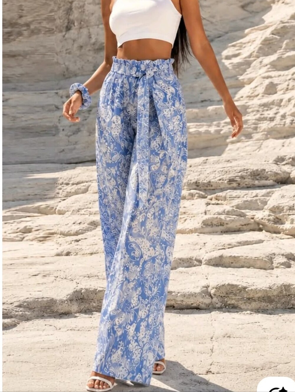 Sienna Sky Blue and White Floral Pants - Picture 5 of 5